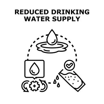 Reduced drinking water supply concept illustration Stock Illustration