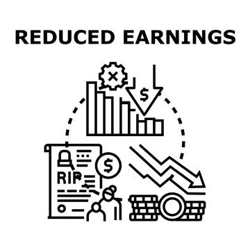Reduced earnings problem representing financial decline concept Stock Illustration