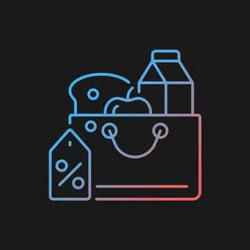 Reduced food prices gradient vector icon for dark theme Ilustração Stock