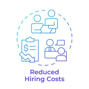 Reduced hiring costs blue gradient concept icon Stock-Illustration