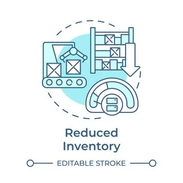 Reduced inventory soft blue concept icon Stock Illustration