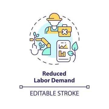 Reduced labor demand multi color concept icon Stock Illustration