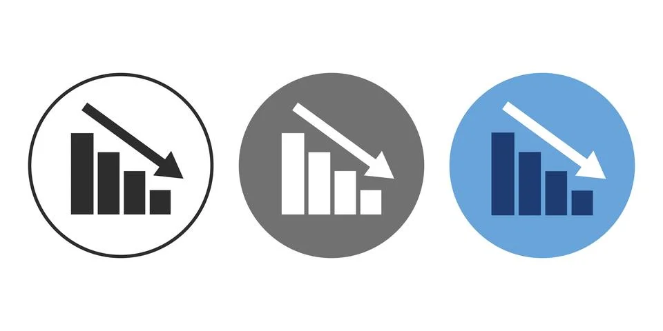 Reduced Productivity Icon Decrease Performance Efficiency Decline Symbol black Illustrazione stock