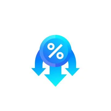 Reduced rate, percent down icon 스톡 일러스트