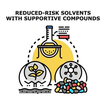 Reduced risk solvents and supportive chemical compounds concept Stock Illustration