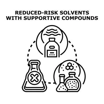Reduced risk solvents with supportive compounds concept Illustration