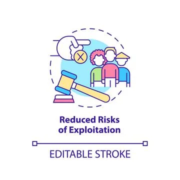Reduced risks of exploitation concept icon Stock Illustration