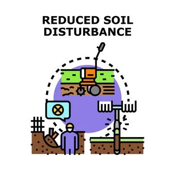 Reduced soil disturbance methods preserving agricultural land Stock Illustration