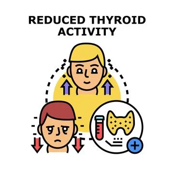 Reduced thyroid activity causing human health problems Stock Illustration