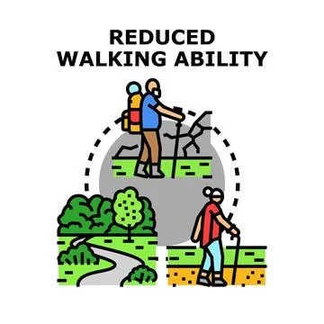 Reduced walking ability concept for diverse movement challenges Stock Illustration