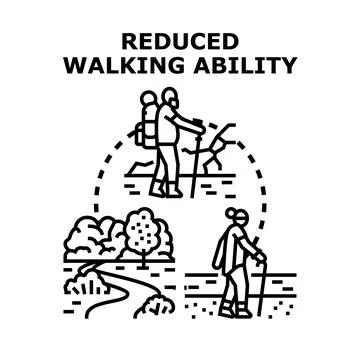 Reduced walking ability concept for diverse movement challenges Stock Illustration