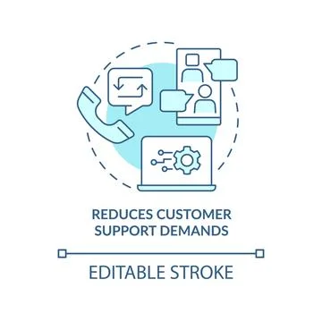 Reduces customer support demand turquoise concept icon Stock Illustration