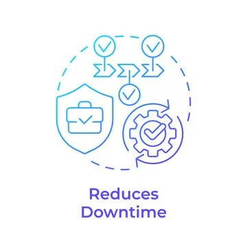Reduces downtime blue gradient concept icon Stock Illustration