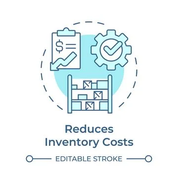 Reduces inventory costs soft blue concept icon Stock Illustration