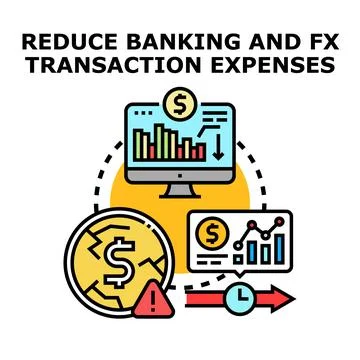 Reducing banking and foreign exchange transaction expenses Stock Illustration