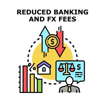 Reducing banking and foreign exchange transaction fees Stock Illustration