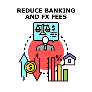 Reducing banking and fx fees concept illustration Stock Illustration
