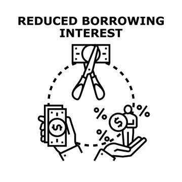 Reducing borrowing interest saving money concept Stock Illustration