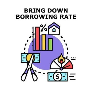 Reducing borrowing rate and loan cost concept Stock Illustration