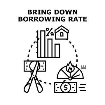 Reducing borrowing rate and loan cost concept Stock Illustration