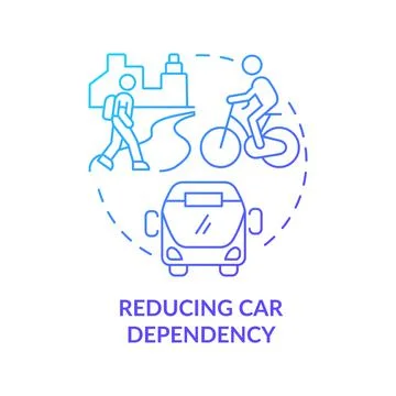 Reducing car dependency blue gradient concept icon Stock Illustration