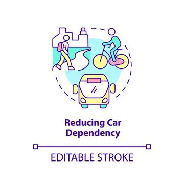Reducing car dependency concept icon Stock Illustration