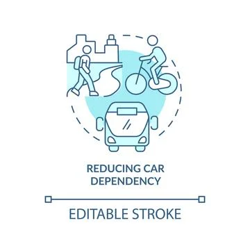 Reducing car dependency turquoise concept icon Stock Illustration