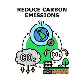 Reducing carbon emissions for environmental protection and green future Stock Illustration