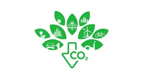 Reducing CO2 emissions to stop climate change sign Stock Footage 316524350