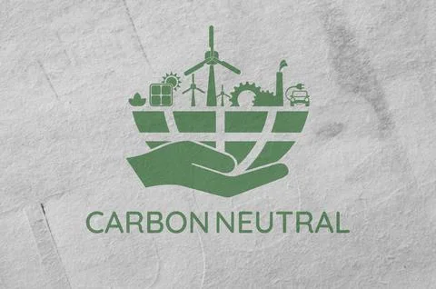 Reducing CO2 emissions to stop climate change sign Illustrazione stock