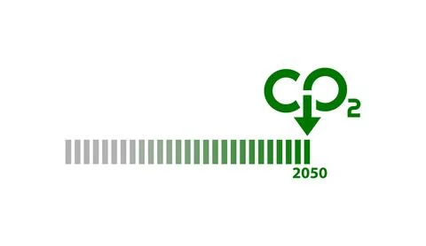 Reducing CO2 emissions to stop climate change sign Illustrazione stock