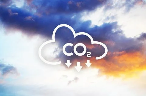 Reducing CO2 emissions to stop climate change sign Stock Photos