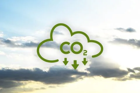 Reducing CO2 emissions to stop climate change sign Stock Photos