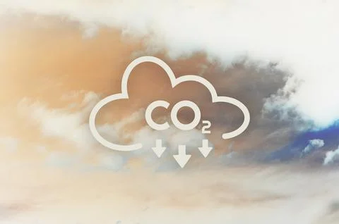 Reducing CO2 emissions to stop climate change sign Stock Photos