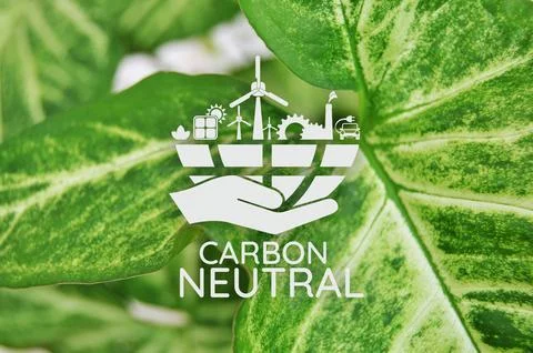 Reducing CO2 emissions to stop climate change sign Stock Photos