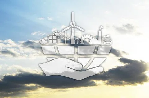 Reducing CO2 emissions to stop climate change sign Stock Photos