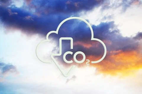 Reducing CO2 emissions to stop climate change sign Stock Photos