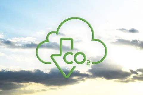 Reducing CO2 emissions to stop climate change sign Stock Photos