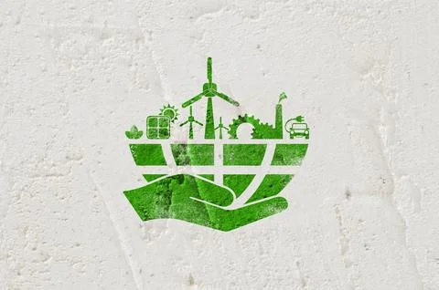 Reducing CO2 emissions to stop climate change sign Stock Photos
