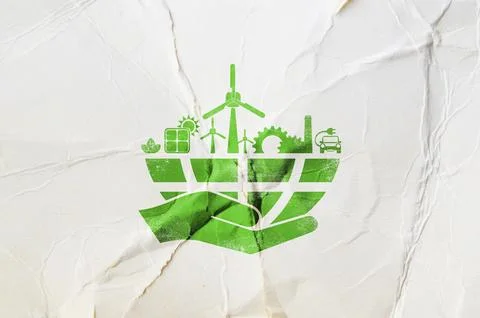 Reducing CO2 emissions to stop climate change sign Stock Photos