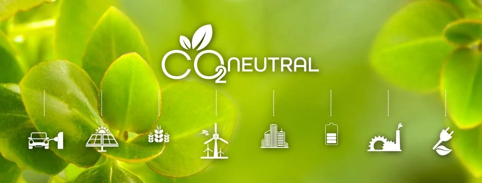 Reducing CO2 emissions to stop climate change sign Stock Photos