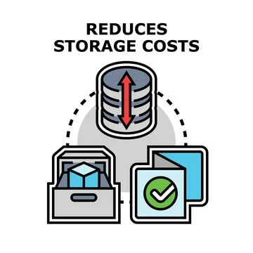 Reducing data storage costs decreasing expenses process 스톡 일러스트