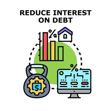 Reducing debt interest loan management financial strategy Stock Illustration