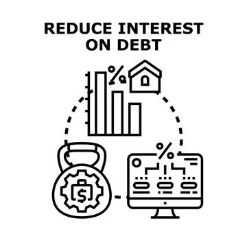 Reducing debt interest loan management financial strategy Stock Illustration