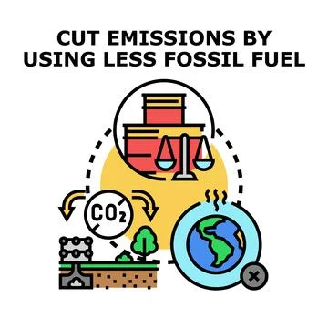 Reducing emissions using less fossil fuel concept Stock Illustration