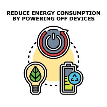 Reducing energy consumption by powering off devices Stock Illustration