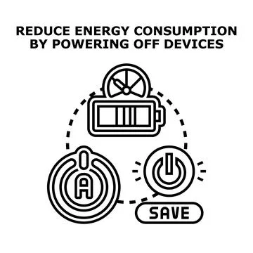 Reducing energy consumption by powering off electronic devices Stock Illustration