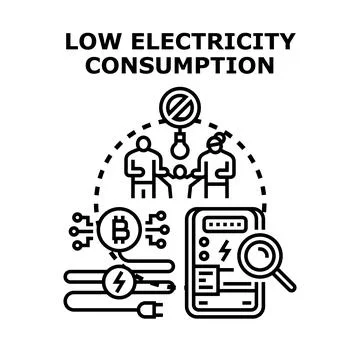 Reducing energy usage for digital currency mining concept Stock Illustration