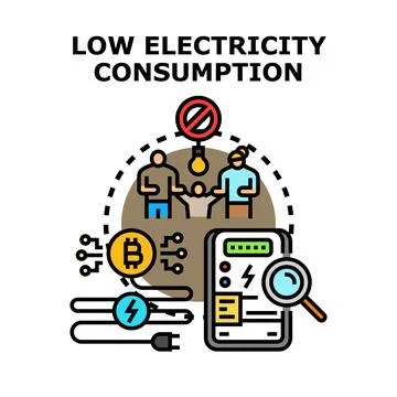 Reducing energy usage for digital currency mining concept Stock Illustration