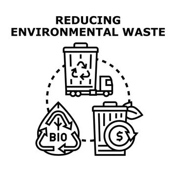 Reducing environmental waste concept with recycling elements Stock Illustration